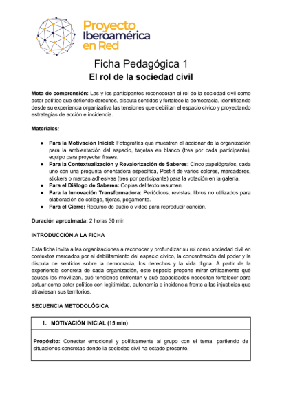 Ficha Pedagógica 1. El rol de la sociedad civil