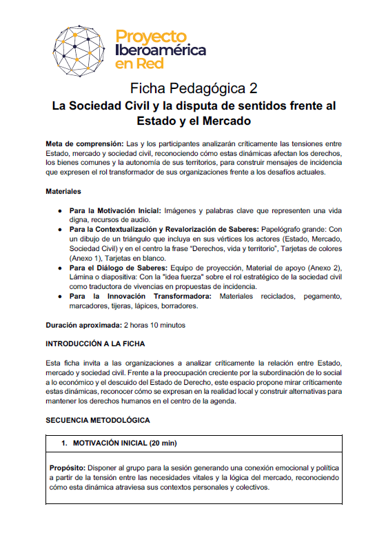 Ficha Pedagógica 2. La Sociedad Civil y la disputa de sentidos frente al Estado y el Mercado