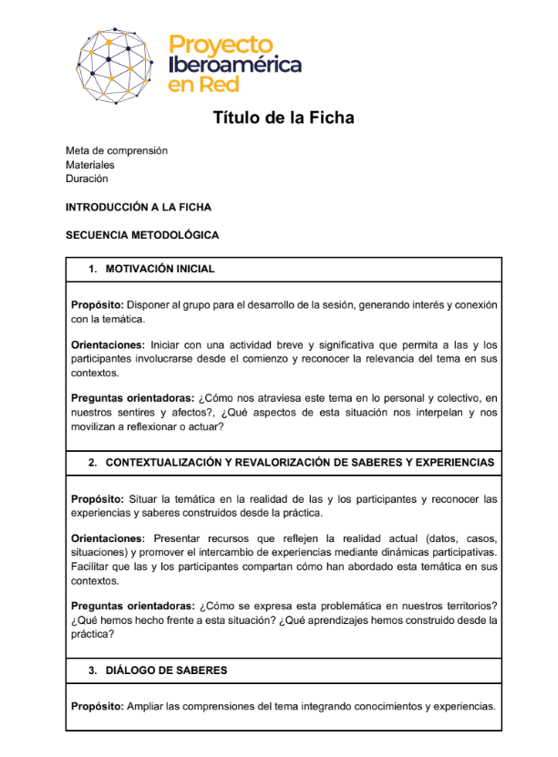Secuencia Metodológica de las Fichas Pedagógicas